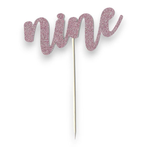 Picture of NINE CAKE TOPPER PINK GLITTER